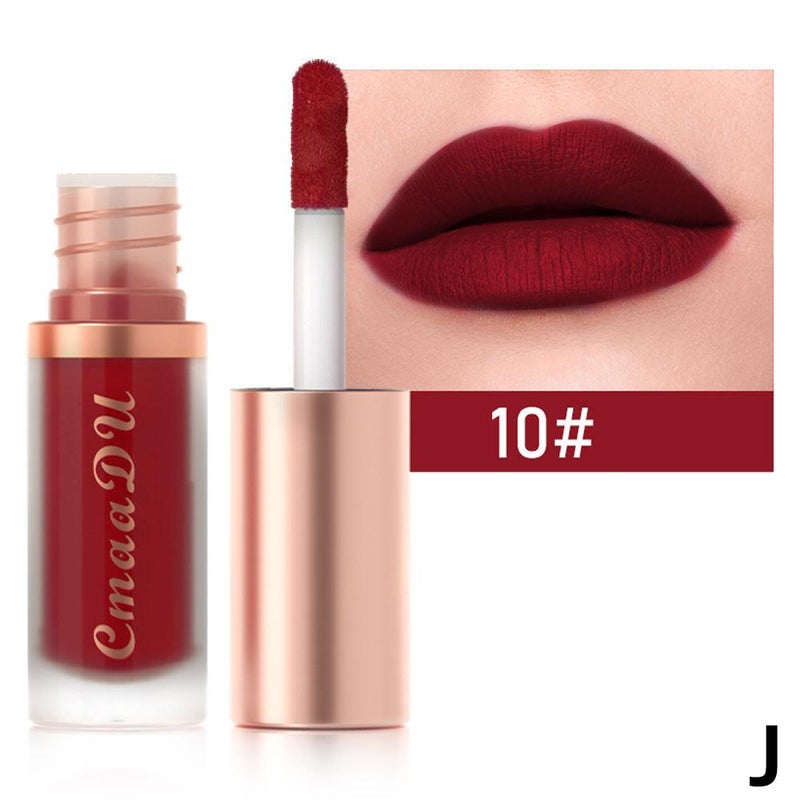 CmaaDu 12-color matte velvet lip gloss, waterproof, sweatproof, smudge-proof, multi-color.